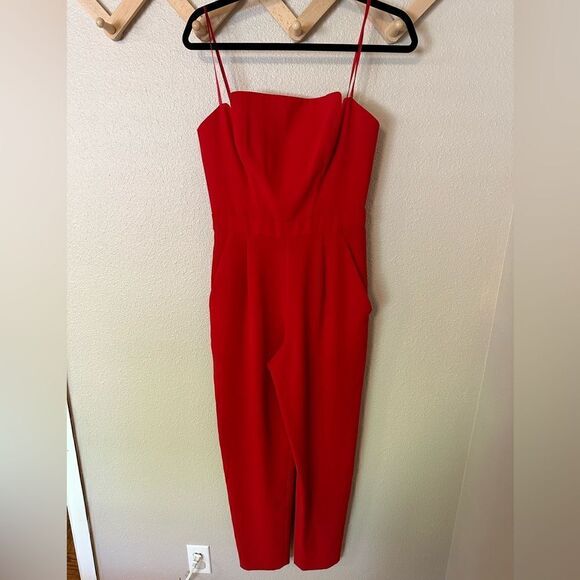 Jill Jill Stuart Kerra Red Strapless Wide Leg Jumpsuit - Picture 2 of 11